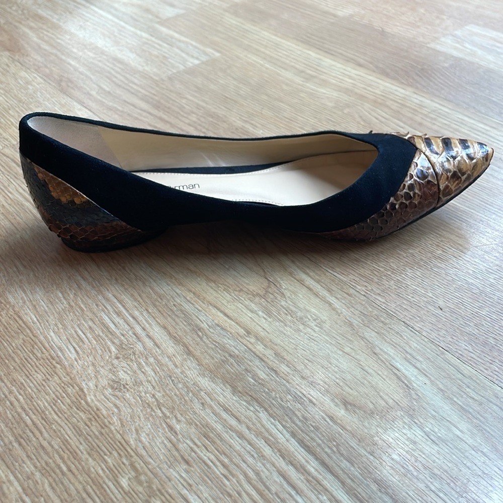 Alexandre Birman Black Suede Python Snake Flats S… - image 4